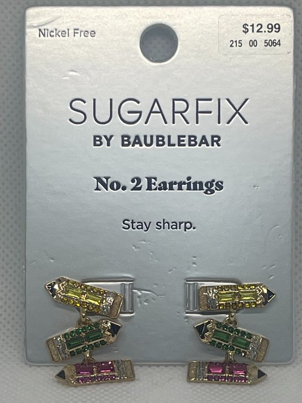 Sugarfix by BaubleBar No. 2 Pencil Crystal Dangle Earrings NWT